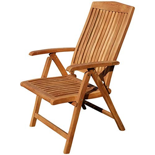 ASS Teak Design Hochlehner Gartensessel Gartenstuhl Sessel Holzsessel Klappsessel Multipositionssessel Gartenmöbel Holz sehr robust 7fach-verstellbar Modell: JAV-Tobago