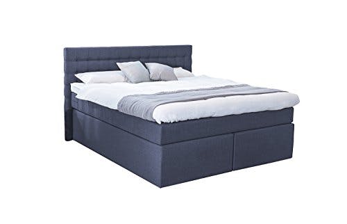 Betten Jumbo King Boxspringbett 180x200 cm 7-Zonen TFK Härtegrad H2 und Visco-Topper | Farbe Marineblau | div. Größen verfügbar