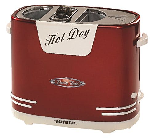 Ariete 186 Party Time Hotdog-Maker, Gerät für hausgemachte Hotdogs, 650 W, Rot