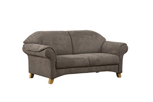 Cavadore 3-Sitzer Sofa Maifayr mit Federkern / Moderne 3-sitzige Couch im Landhausstil mit Holzfüßen / 194 x 90 x 90 / braun