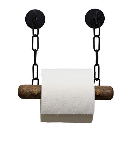 DEKAZIA® Toilettenpapierhalter Holz | Klopapierhalter ohne Bohren | Klorollenhalter für Toilettenpapier | WC Rollenhalter | Klopapier Aufbewahrung | Bad Zubehör | Toilettenrollenhalter schwarz