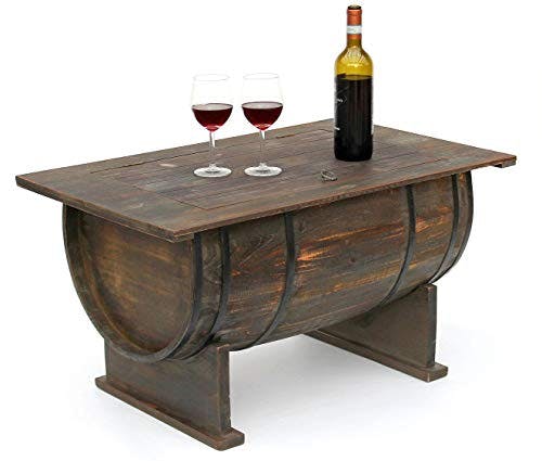 DanDiBo Couchtisch als halbiertes Weinfass Tisch aus Holz Beistelltisch 80 cm 5084 Weinregal Wein Fass Bar