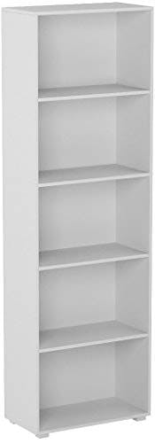 Casaria® Bücherregal 5 Fächer 190x60x28cm Höhenverstellbare Böden Holz Offen Modern Stehend Arbeitszimmer Büro Wohnzimmer Standregal Regal Vela Weiß