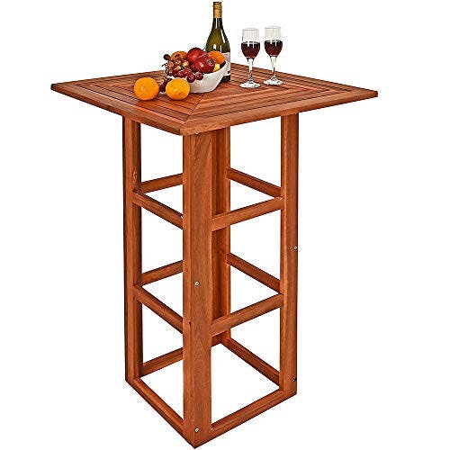 Casaria® Stehtisch Holz 110 cm Hoch 75 x 75 cm Eckig Massiv Rustikal Indoor Outdoor Bistrotisch Biertisch Gartentisch Biertisch Partytisch Bartisch