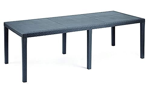 Dmora Rechteckiger ausziehbarer Gartentisch, Made in Italy, Farbe Anthrazit, Maße 150 x 72 x 90 cm (ausziehbar bis 220 cm)