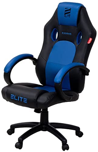 ELITE Gaming Stuhl MG100 Exodus | Ergonomischer Bürostuhl - Schreibtischstuhl - Chefsessel - Sessel - Racing Gaming-Stuhl - Gamingstuhl - Drehstuhl - Chair - Kunstleder Sportsitz (Schwarz/Blau)