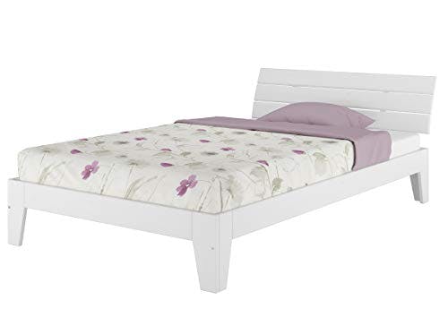 Einzelbett mit Rollrost 120x200 Massivholz Kiefer Bettgestell Futon Bett Holzbett Weiß 60.54-12 W