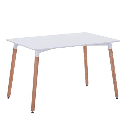 GOLDFAN Esstisch Weiß Küchentisch Matt Modern Wohnzimmertisch Holztisch für Büro Küche Weiß 120x70x75cm