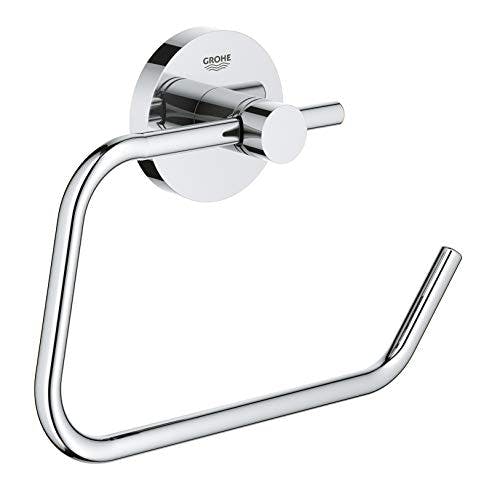 GROHE Essentials - WC-Papierhalter (Material: Metall, verdeckte Befestigung, zum bohren oder kleben), chrom, 40689001, Rund