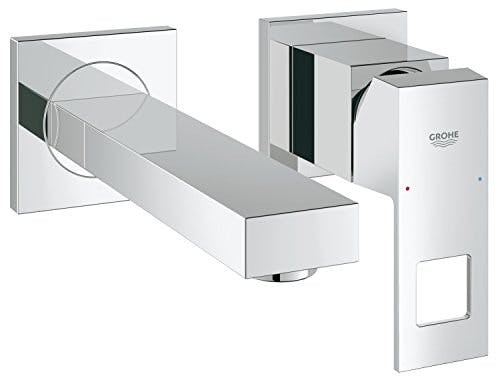 GROHE Eurocube - 2-Loch-Waschtischarmatur (Wandmontage, AquaGuide verstellbarer Mousseur) chrom, 19895000, Medium