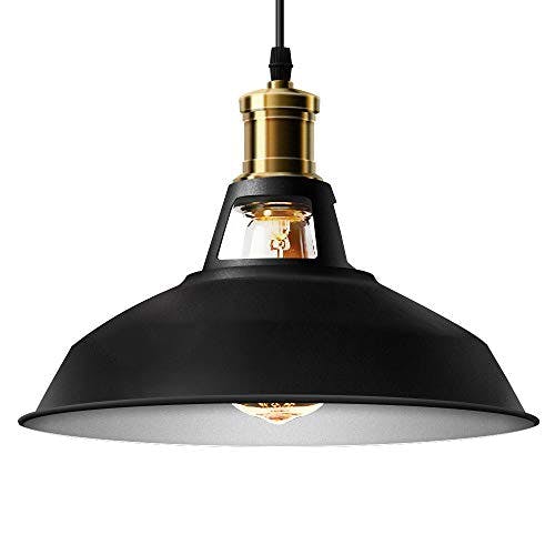 Lightess Pendelleuchte Vintage Hängelampe Schwarz Metall Vintage Hängeleuchte Retro Lampenschirm Industrial Esein E27 für Esszimmer Esstisch Flur Restaurant Wohnzimmer Hotel Café usw