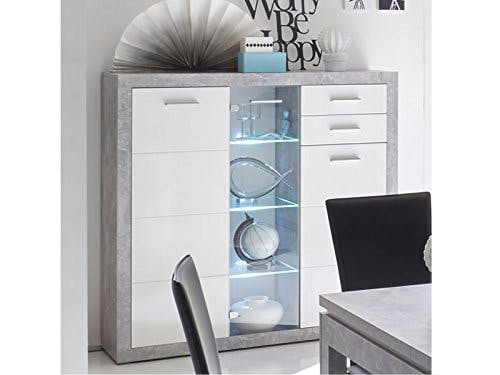 möbelando Highboard Sideboard Anrichte Vitrinenschrank Standschrank Rio de Janeiro I