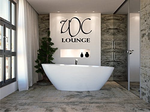 INDIGOS UG - Wandtattoo Wandsticker Wandaufkleber Aufkleber - Wandaufkleber WC Lounge - Aufkleber für Ihre Toilette Toilettentür im Büro, im Haus oder Restaurant - 40cm x 23cm schwarz E935