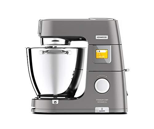 Kenwood Titanium Chef Patissier XL KWL90.034SI – Küchenmaschine mit integrierter Waage &amp; 7 L Rührschüssel mit Wärmefunktion, 1400 Watt, inkl. 4-teiligem Patisserie-Set, silber