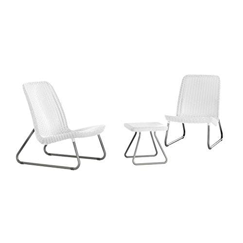 Keter 17197637 Lounge Set Rio, Rattanoptik, Kunststoff, weiß