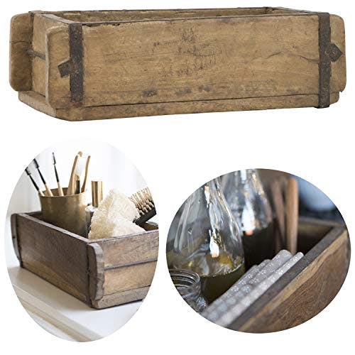 LS-LebenStil Alte Holz Aufbewahrung-Box Ziegelform 1-Fach Braun 31x15x9cm Original Unika