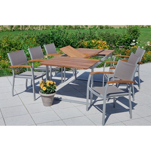 MERXX Gartenmöbel-Set Naxos, 7tlg mit Ausziehtisch