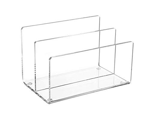 Maul Kartenständer aus Acryl | Schreibtisch Organizer für Notizzettel, Visitenkarte und Postkarte | Mit 2 Fächern für mehr Platz zur Aufbewahrung | Eleganter Büro Organizer | Glasklar