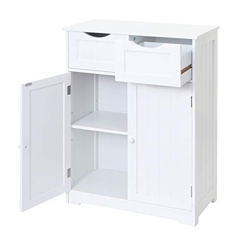 Mendler Kommode HWC-B65, Schubladenschrank Schrank, 2 Schubladen und 2 Türen 80x70x35cm - weiß