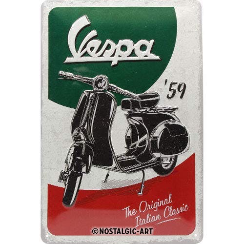 Nostalgic-Art Retro Blechschild, 20 x 30 cm, Vespa – The Italian Classic – Geschenk-Idee für Roller-Fans, aus Metall, Vintage Design