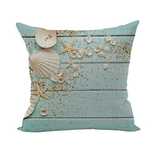 Nunubee Marine Stil Kissenbezug Dekokissen Haus Dekoration weich Quadrat Sofa Kissen Muschelschale Blau