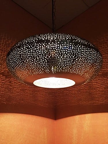 Aesthetic Deko Pendelleuchte Hängelampe Qytura Silber 42cm E27 Lampenfassung | Skandinavische Deko Hängeleuchte Leuchte | Lampe als Deko im Wohnzimmer, Küche oder Hängend über den Esstisch