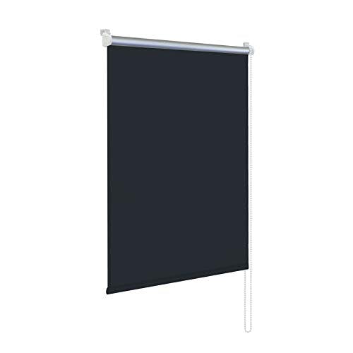 Rapid Teck® Klemm Thermo Verdunkelungsrollo 75cm x 150cm schwarz Verdunklungsrollo Seitenzug Klemmrollo + Kindersicherung