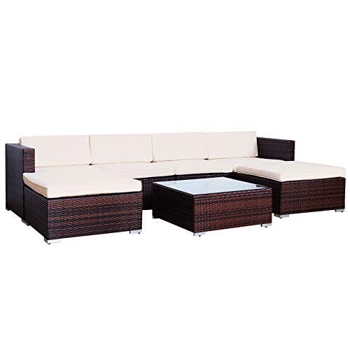 SVITA Lugano POLY RATTAN Lounge Garten-Set XXL Sofa-Set Garnitur Gartenmöbel Couch-Set (XXL, Braun)