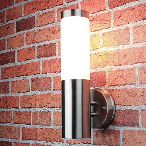 Licht-Erlebnisse Schlichte Außenlampe Edelstahl Silber IP44 33cm Ø8cm Eingang Terrasse Garten Wandlampe Außenleuchte