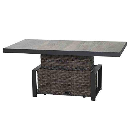 Siena Garden Corido Loungetisch 160x90 cm Gardino®-Geflecht Charcoal Grey Keramik