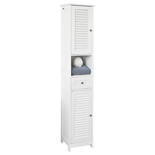 SoBuy® FRG236-W Badezimmer-Hochschrank Badregal Badschrank Badmöbel mit 1 offenem Fach, 1 Schublade und Türen, weiß BHT ca: 32X170X30cm