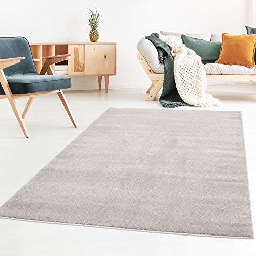 Taracarpet Kurzflor-Designer Uni Teppich extra weich fürs Wohnzimmer, Schlafzimmer, Esszimmer oder Kinderzimmer Gala grau 140x200 cm