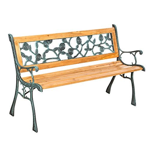 tectake® 2-Sitzer Gartenbank wetterfest, Gartenbank Holz im Landhausstil für Wintergarten Möbel, als romantische Balkonbank, Holzbank Garten, Gartenmöbel Bänke 124 x 52 x 74 cm