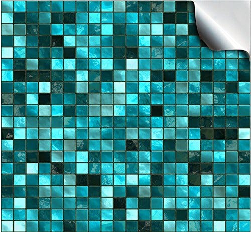 24 stück Fliesenaufkleber für Küche und Bad (Tile Style Decals 24xTP3-6"-Turquoise) | Mosaik Wandfliese Aufkleber für 15x15cm Fliesen Deko Fliesenfolie für Küche u. Bad (15cm 24 stück, Türkis)