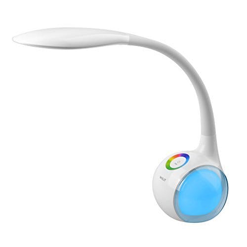 WILIT LED Schreibtischlampe Kinder, Schreibtischlampe Farbwechsel Nachttischlampe Kinder Jungen Mädchen, Nachttischlampe Touch Dimmbar mit 3 Helligkeitsstufen, Weiß