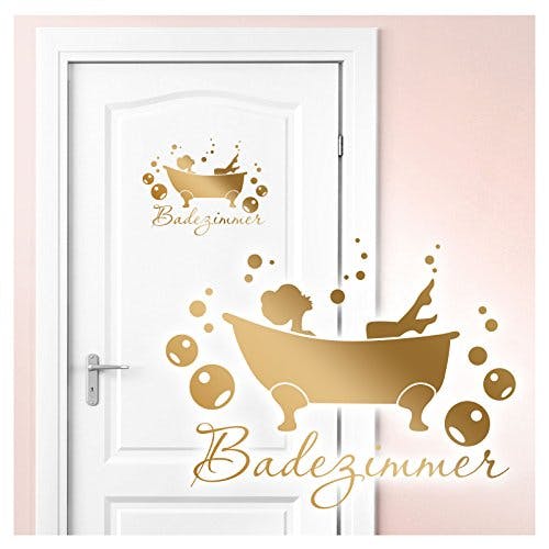 Wandaro Wandtattoo Badewanne I Silbergrau (BxH) 27 x 21 cm I Badezimmer Bad Deko WC selbstklebend Aufkleber Türaufkleber Wandsticker Wandtatoo Tür W3407