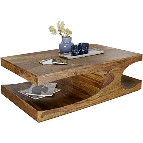 WOHNLING Couchtisch BOHA Massiv-Holz Sheesham 118 cm breit Wohnzimmer-Tisch Design dunkel-braun Landhaus-Stil Beistelltisch Natur-Produkt Wohnzimmermöbel Unikat modern Massivholzmöbel Echtholz rechteckig