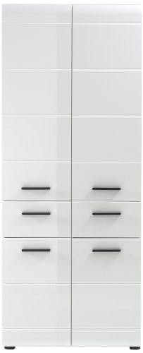 trendteam smart living - Hochschrank Schrank - Badezimmer - Skin - Aufbaumaß (BxHxT) 60 x 182 x 31 cm - Farbe Weiß Hochglanz - 111610501