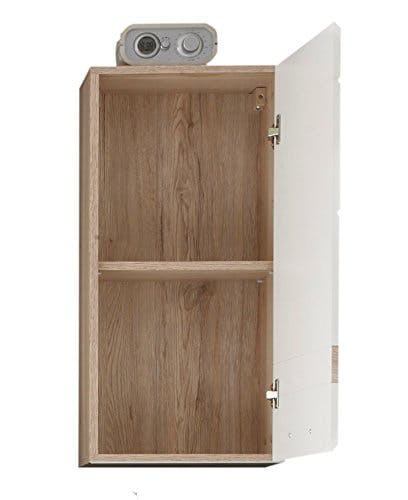 trendteam smart living - Hängeschrank Schrank - Badezimmer - Set One - Aufbaumaß (BxHxT) 37 x 77 x 24 cm - Farbe Weiß Hochglanz mit Eiche San Remo Hell - 133650196