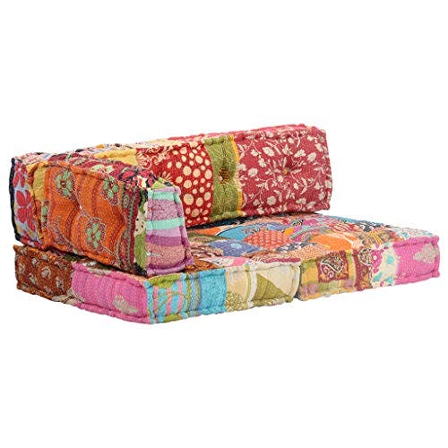 vidaXL Pouf Sitzpouf Palettenauflage Palettenkissen Sitzkissen Palettenpolster Bodenkissen Palettensofa Paletten Polster Kissen Auflage Patchwork Stoff